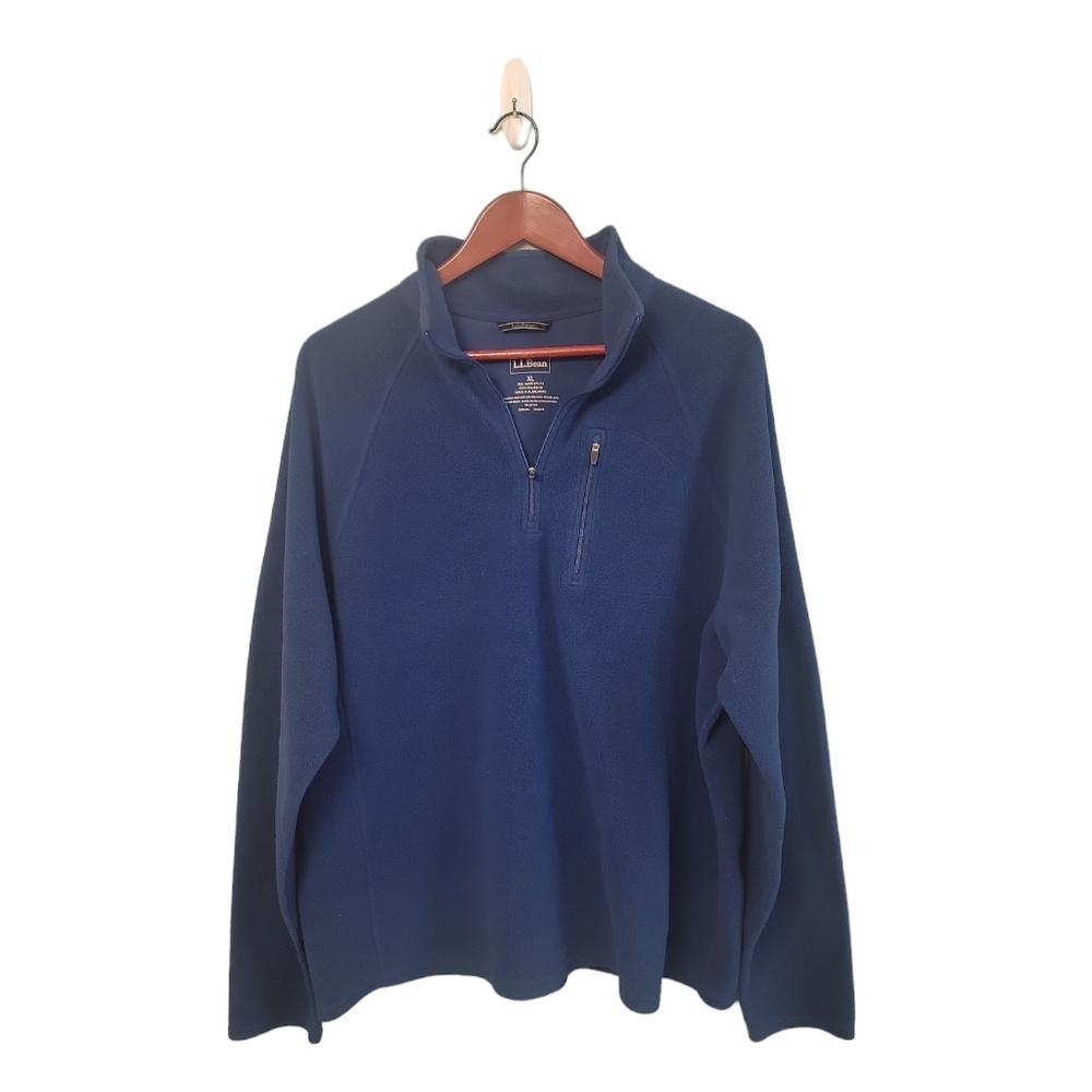 L.L.Bean Mens Royal Blue 1/4‎ Zip Fleece Pullover Outdoor Size XL